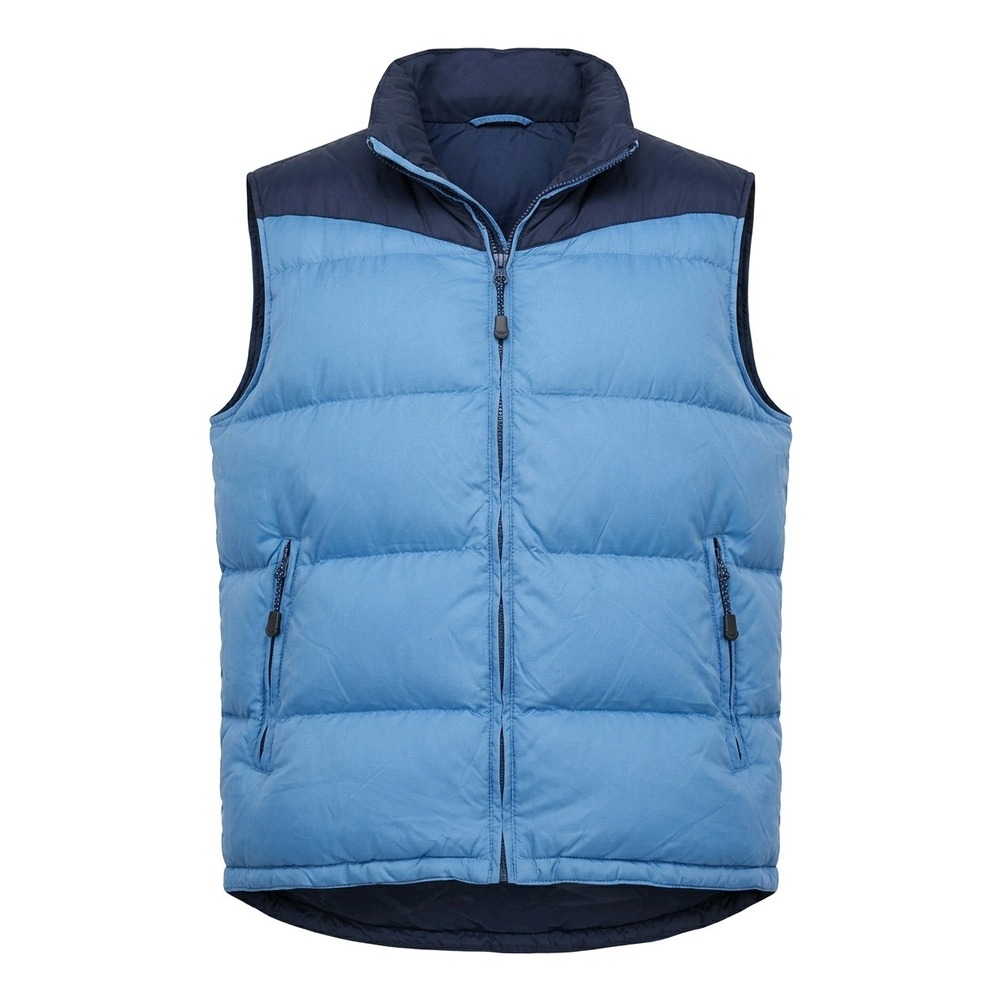 Reversible Puffer Vest Mens L/XL Blue Navy Quilted Full Zip Sleeveless Jacket
